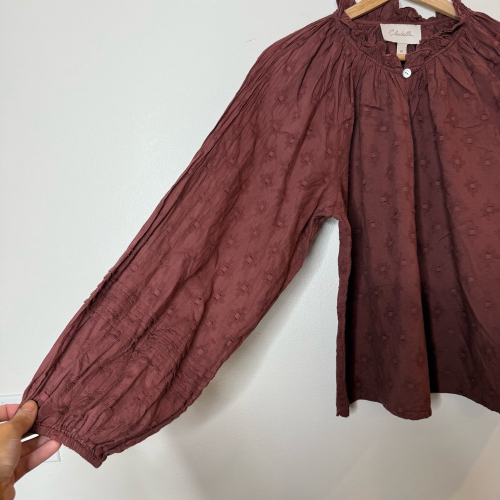Cleobella Rust Red Embroidered Button-Front Blouse - Picture 7 of 9